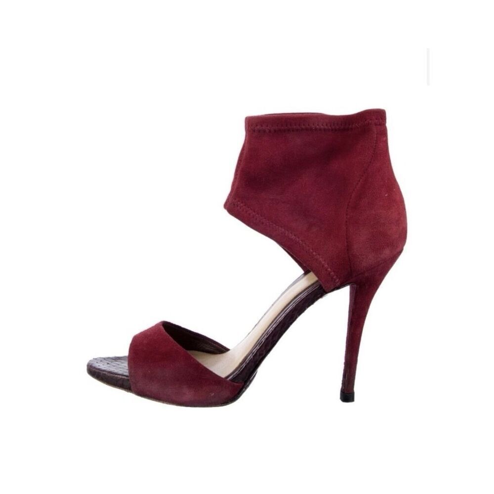 brian atwood Authentic Burgundy Red Suede Snakeskin Heels Sandals 7